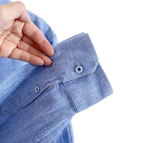 Age of Wisdom Chambray Linen Blend Shirt - Picture 7 of 10